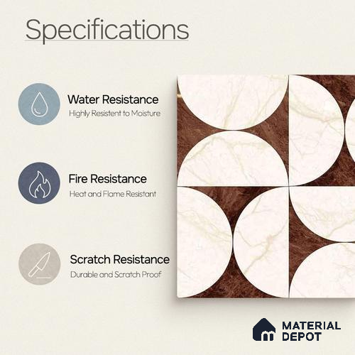 Moroccan Carving Wall & Floor Tile TL 11679 D Marquina Geo 1 ft x 1 ft Ceramic Carving Matte Finish Tile - 10 mm | Suitable For Bathroom, Dining Area & Kitchen Backsplash