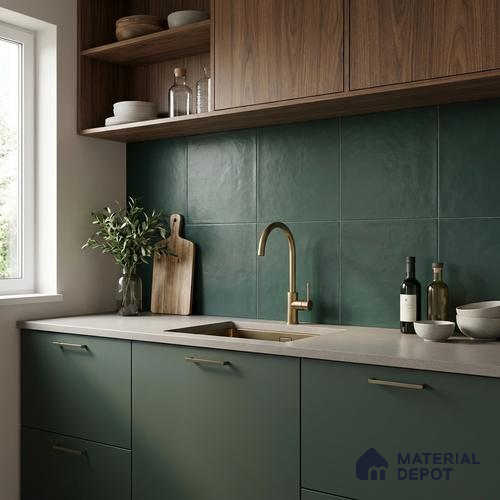 Plain Wall & Floor Base Tile TL 11131 Deep Teal 1 ft x 1 ft Ceramic Matte Finish Tile - 10 mm | Suitable For Bathroom, Balcony & Kitchen Backsplash