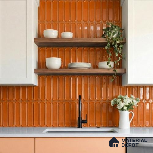 Faux Subway Wall Tile TL 11336 Terra Arch 1 ft x 1 ft Ceramic Glossy Finish Tile - 10 mm | Suitable For Bathroom, Balcony & Kitchen Backsplash