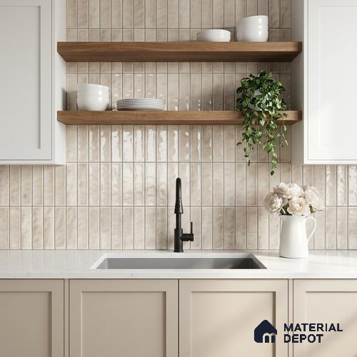 Faux Subway Wall Tile TL 11299 Sable Plank 1 ft x 1 ft Ceramic Glossy Finish Tile - 10 mm | Suitable For Bathroom, Balcony & Kitchen Backsplash