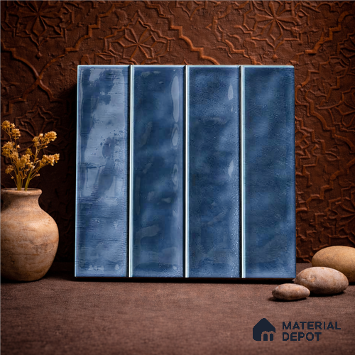 Faux Subway Wall Tile TL 11298 Indigo Plank 1 ft x 1 ft Ceramic Glossy Finish Tile - 10 mm | Suitable For Bathroom, Balcony & Kitchen Backsplash