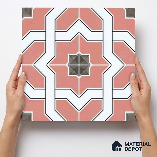 Moroccan Wall & Floor Tile TL 11119 Coral Mosaic 1 ft x 1 ft Ceramic Matte Finish Tile - 10 mm | Suitable For Bathroom, Balcony & Kitchen Backsplash