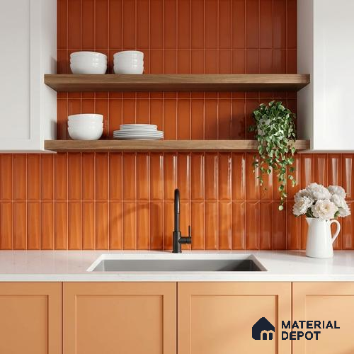 Faux Subway Wall Tile TL 11343 Sienna Prism 1 ft x 1 ft Ceramic Glossy Finish Tile - 10 mm | Suitable For Bathroom, Balcony & Kitchen Backsplash