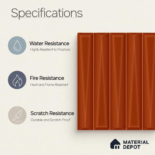 Faux Subway Wall Tile TL 11343 Sienna Prism 1 ft x 1 ft Ceramic Glossy Finish Tile - 10 mm | Suitable For Bathroom, Balcony & Kitchen Backsplash
