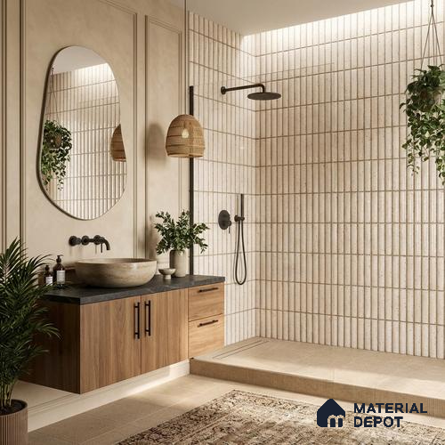 Faux Subway Wall Tile TL 11291 Speckled Linen 1 ft x 1 ft Ceramic Glossy Finish Tile - 10 mm | Suitable For Bathroom, Balcony & Kitchen Backsplash