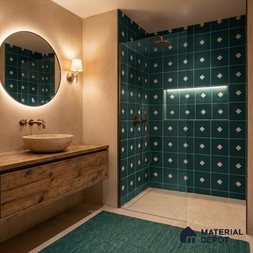 Moroccan Wall & Floor Decor Tile TL 11662 B Emerald Diamond 1 ft x 1 ft Ceramic Matte Finish Tile - 10 mm | Suitable For Bathroom, Balcony & Kitchen Backsplash