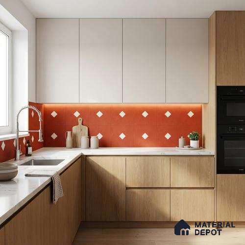Moroccan Wall & Floor Decor Tile TL 11662 D Terra Diamond 1 ft x 1 ft Ceramic Matte Finish Tile - 10 mm | Suitable For Bathroom, Balcony & Kitchen Backsplash