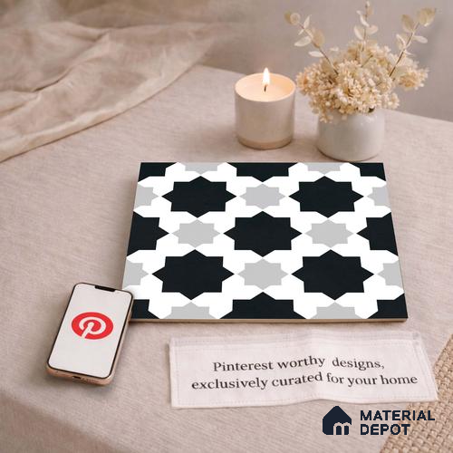 Moroccan Monochrome Wall & Floor Tile TL 11136 Stellar Mosaic 1 ft x 1 ft Ceramic Matte Finish Tile - 10 mm | Suitable For Bathroom, Balcony & Kitchen Backsplash