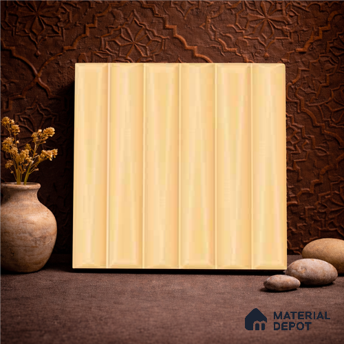 Faux Subway Wall Tile TL 11341 Ivory Prism 1 ft x 1 ft Ceramic Glossy Finish Tile - 10 mm | Suitable For Bathroom, Balcony & Kitchen Backsplash