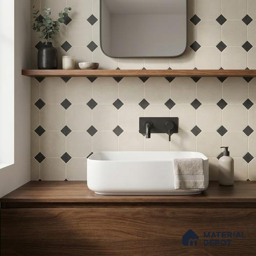 Moroccan Wall & Floor Tile TL 11661 Oxford Diamond 1 ft x 1 ft Ceramic Matte Finish Tile - 10 mm | Suitable For Bathroom, Balcony & Kitchen Backsplash