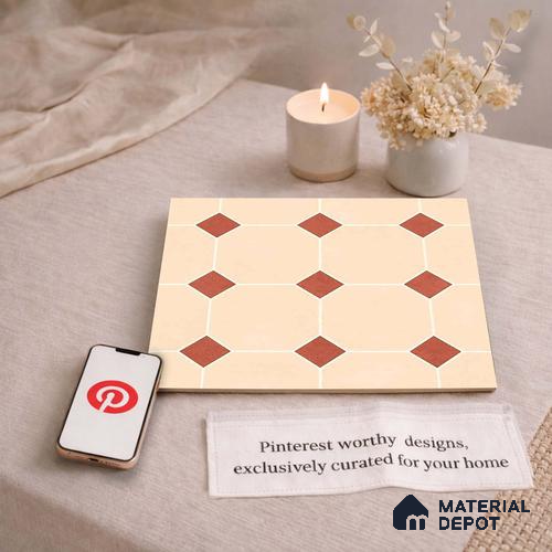 Moroccan Wall & Floor Tile TL 11661 D Desert Diamond 1 ft x 1 ft Ceramic Matte Finish Tile - 10 mm | Suitable For Bathroom, Balcony & Kitchen Backsplash