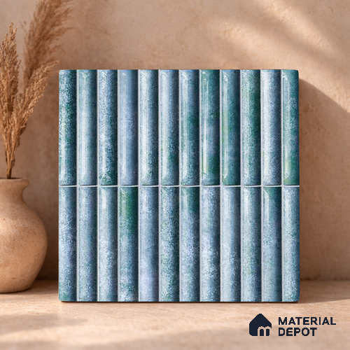 Faux Subway Wall Tile TL 11289 Verdigris Ridge 1 ft x 1 ft Ceramic Glossy Finish Tile - 10 mm | Suitable For Bathroom, Balcony & Kitchen Backsplash