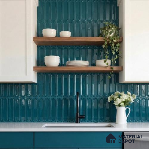 Faux Subway Wall Tile TL 11327 Midnight Pillar 1 ft x 1 ft Ceramic Glossy Finish Tile - 10 mm | Suitable For Bathroom, Balcony & Kitchen Backsplash