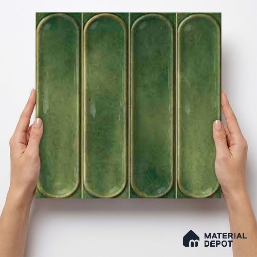 Faux Subway Wall Tile TL 11333 Verdant Archway 1 ft x 1 ft Ceramic Glossy Finish Tile - 10 mm | Suitable For Bathroom, Balcony & Kitchen Backsplash