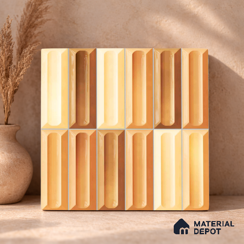Faux Subway Wall Tile TL 11295 Amber Prism 1 ft x 1 ft Ceramic Glossy Finish Tile - 10 mm | Suitable For Bathroom, Balcony & Kitchen Backsplash