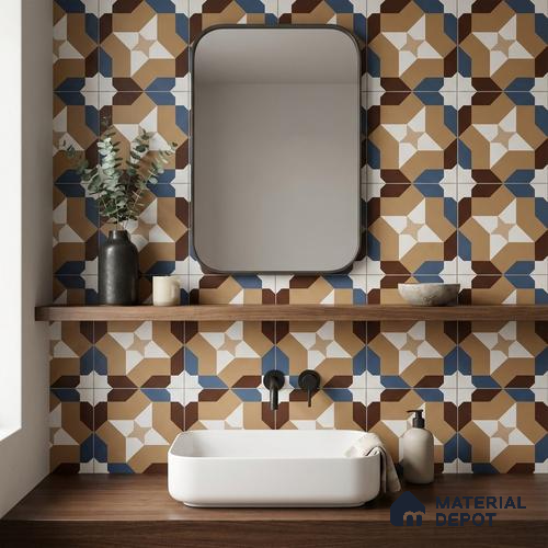 Moroccan Wall & Floor Tile TL 11185 Mosaic Terra 1 ft x 1 ft Ceramic Matte Finish Tile - 10 mm | Suitable For Bathroom, Balcony & Kitchen Backsplash