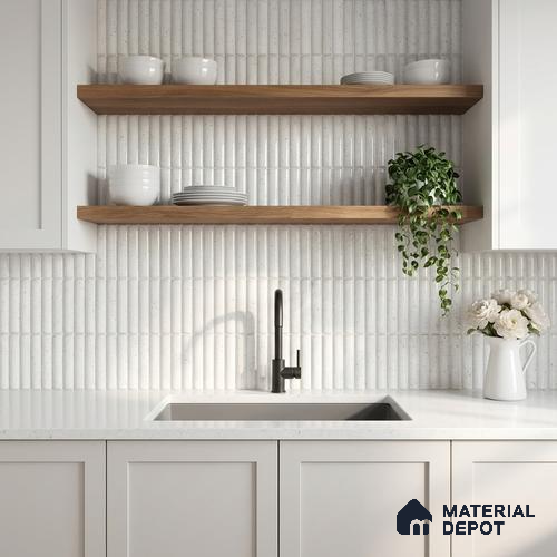Faux Subway Wall Tile TL 11290 Speckled Ridge 1 ft x 1 ft Ceramic Glossy Finish Tile - 10 mm | Suitable For Bathroom, Balcony & Kitchen Backsplash