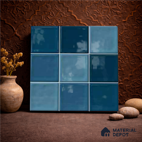 Faux Subway Wall Tile TL 11313 Azure Depths 1 ft x 1 ft Ceramic Glossy Finish Tile - 10 mm | Suitable For Bathroom, Balcony & Kitchen Backsplash