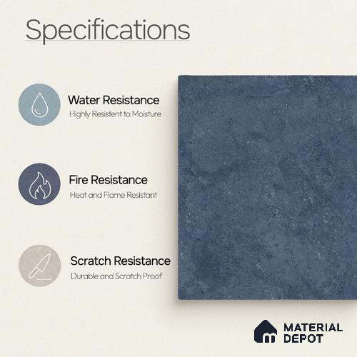 Plain Wall & Floor Dark Tile TL 11189 Indigo Slate 1 ft x 1 ft Ceramic Matte Finish Tile - 10 mm | Suitable For Bathroom, Balcony & Kitchen Backsplash