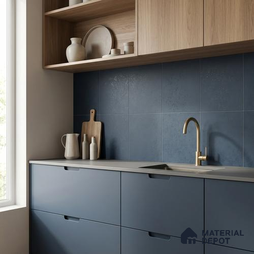 Plain Wall & Floor Base Tile TL 11130 Indigo Coast 1 ft x 1 ft Ceramic Matte Finish Tile - 10 mm | Suitable For Bathroom, Balcony & Kitchen Backsplash