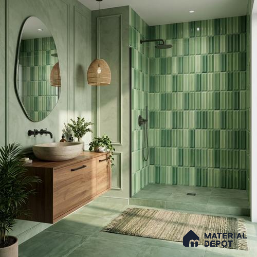 Faux Subway Wall Tile TL 11294 Verdant Prism 1 ft x 1 ft Ceramic Glossy Finish Tile - 10 mm | Suitable For Bathroom, Balcony & Kitchen Backsplash