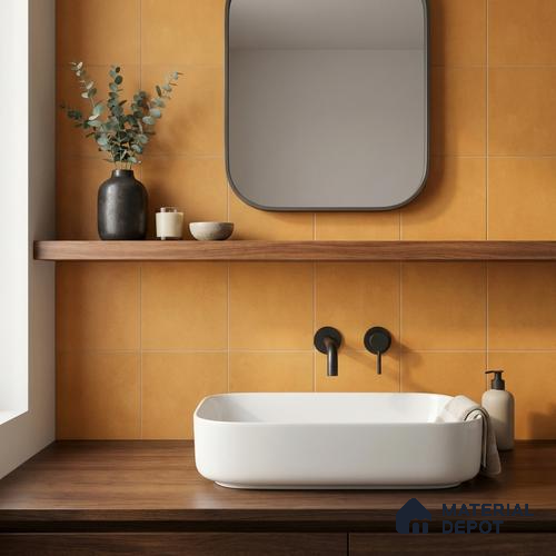 Plain Wall & Floor Base Tile TL 11180 Amber Clay 1 ft x 1 ft Ceramic Matte Finish Tile - 10 mm | Suitable For Bathroom, Balcony & Kitchen Backsplash