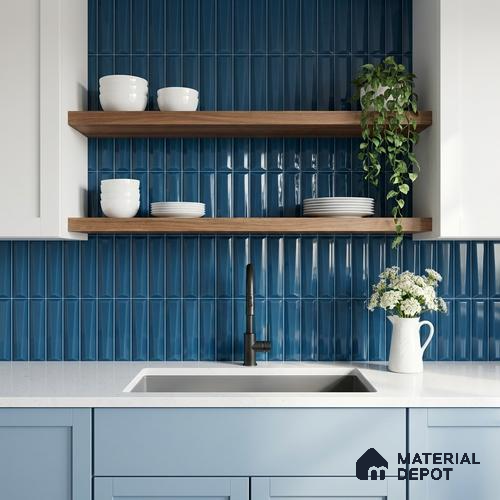 Faux Subway Wall Tile TL 11338 Prism Indigo 1 ft x 1 ft Ceramic Glossy Finish Tile - 10 mm | Suitable For Bathroom, Balcony & Kitchen Backsplash