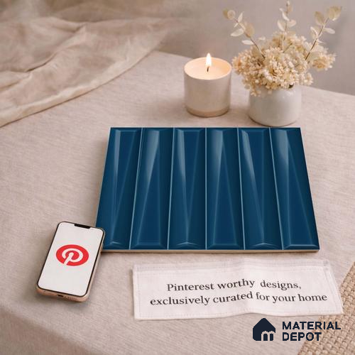Faux Subway Wall Tile TL 11338 Prism Indigo 1 ft x 1 ft Ceramic Glossy Finish Tile - 10 mm | Suitable For Bathroom, Balcony & Kitchen Backsplash