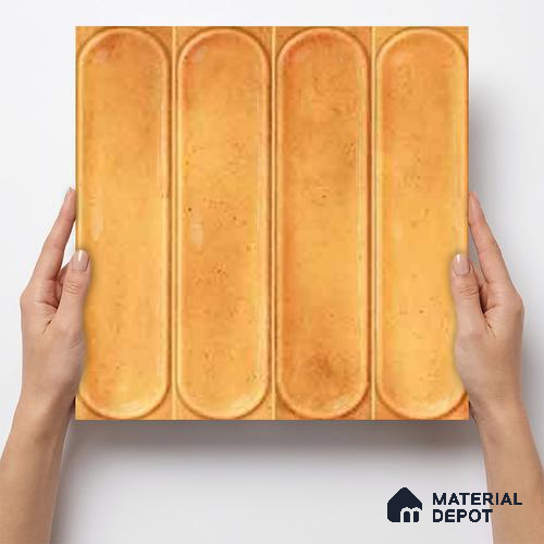 Faux Subway Wall Tile TL 11330 Amber Pillar 1 ft x 1 ft Ceramic Glossy Finish Tile - 10 mm | Suitable For Bathroom, Balcony & Kitchen Backsplash