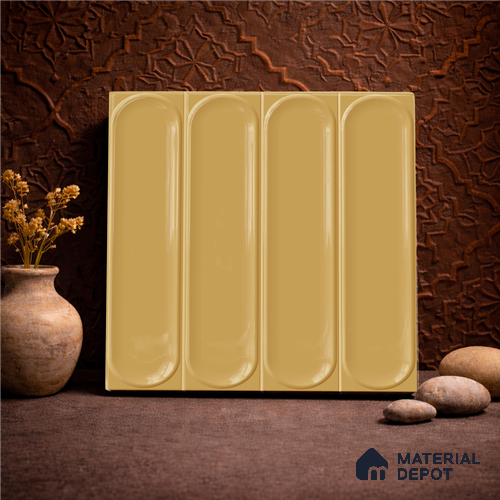 Faux Subway Wall Tile TL 11331 Golden Arcade 1 ft x 1 ft Ceramic Glossy Finish Tile - 10 mm | Suitable For Bathroom, Balcony & Kitchen Backsplash