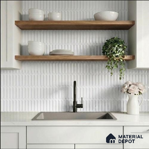 Faux Kitkat Subway Wall Tile TL 11306 Prism Arrow 1 ft x 1 ft Ceramic Glossy Finish Tile - 10 mm | Suitable For Bathroom, Balcony & Kitchen Backsplash