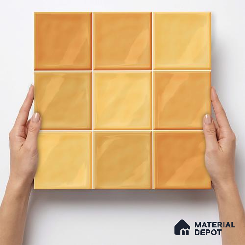 Faux Subway Wall Tile TL 11314 Amber Glow 1 ft x 1 ft Ceramic Glossy Finish Tile - 10 mm | Suitable For Bathroom, Balcony & Kitchen Backsplash