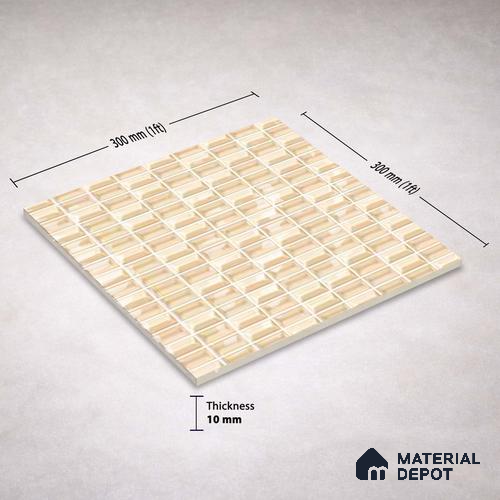 Faux Subway Wall Tile TL 11322 Beige Prism 1 ft x 1 ft Ceramic Glossy Finish Tile - 10 mm | Suitable For Bathroom, Balcony & Kitchen Backsplash