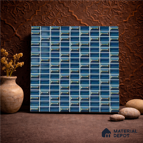 Faux Subway Wall Tile TL 11320 Midnight Prism 1 ft x 1 ft Ceramic Glossy Finish Tile - 10 mm | Suitable For Bathroom, Balcony & Kitchen Backsplash