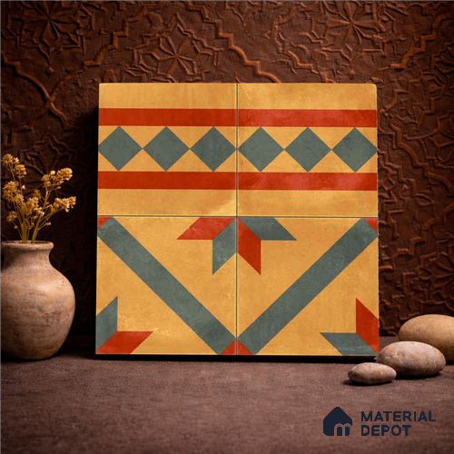 Moroccan Wall & Floor Border 1 Carpet Tile TL 11192 Desert Crest 1 ft x 1 ft Ceramic Matte Finish Tile - 10 mm | Suitable For Bathroom, Balcony & Kitchen Backsplash