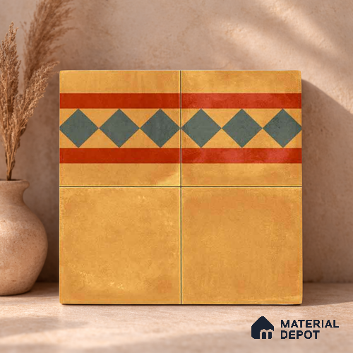Moroccan Wall & Floor Border 3 Carpet Tile TL 11197 Amber Mosaic 1 ft x 1 ft Ceramic Matte Finish Tile - 10 mm | Suitable For Bathroom, Balcony & Kitchen Backsplash