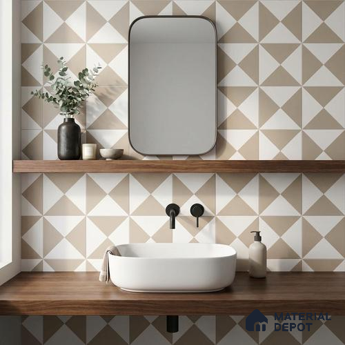 Moroccan Wall & Floor Tile TL 11117 Sand Prism 1 ft x 1 ft Ceramic Matte Finish Tile - 10 mm | Suitable For Bathroom, Balcony & Kitchen Backsplash