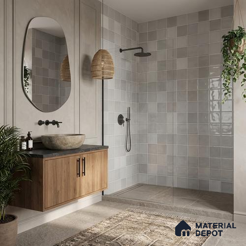 Faux Subway Wall Tile TL 11317 Cloudline White 1 ft x 1 ft Ceramic Glossy Finish Tile - 10 mm | Suitable For Bathroom, Balcony & Kitchen Backsplash