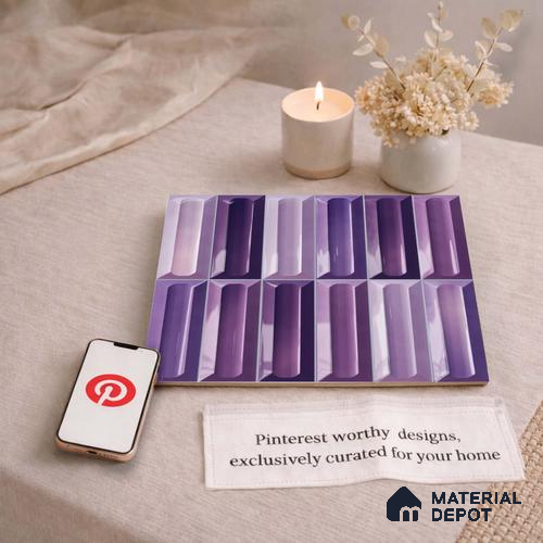 Faux Subway Wall Tile TL 11297 Violet Prism 1 ft x 1 ft Ceramic Glossy Finish Tile - 10 mm | Suitable For Bathroom, Balcony & Kitchen Backsplash