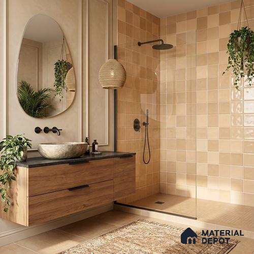 Faux Subway Wall Tile TL 11315 Honey Sand 1 ft x 1 ft Ceramic Glossy Finish Tile - 10 mm | Suitable For Bathroom, Balcony & Kitchen Backsplash