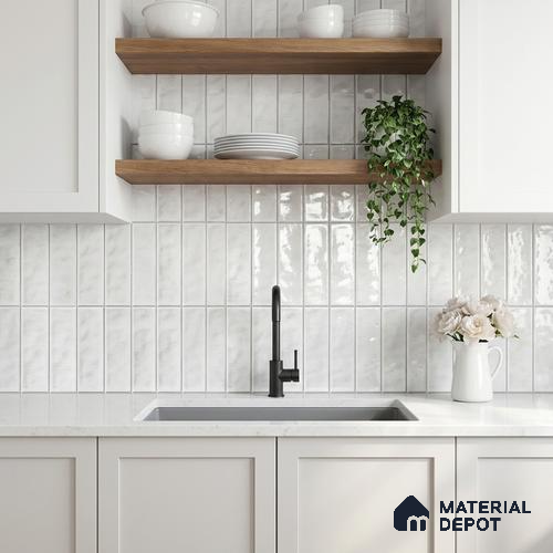Faux Subway Wall Tile TL 11300 Frosted Plank 1 ft x 1 ft Ceramic Glossy Finish Tile - 10 mm | Suitable For Bathroom, Balcony & Kitchen Backsplash