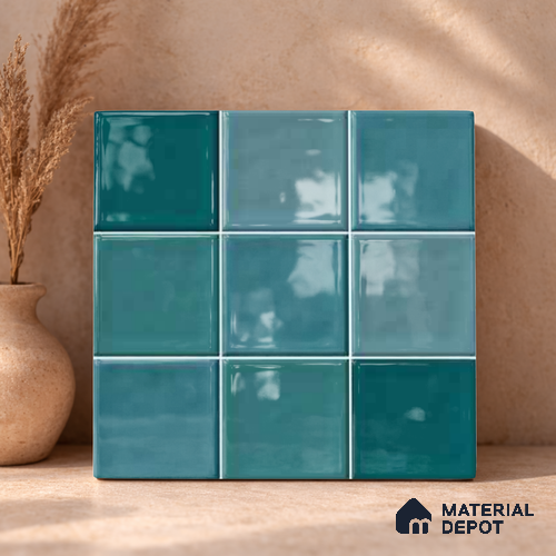 Faux Subway Wall Tile TL 11318 Azure Tides 1 ft x 1 ft Ceramic Glossy Finish Tile - 10 mm | Suitable For Bathroom, Balcony & Kitchen Backsplash