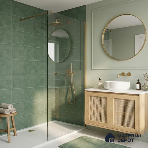 Plain Wall & Floor Dark Tile TL 11187 Sage Stone 1 ft x 1 ft Ceramic Matte Finish Tile - 10 mm | Suitable For Bathroom, Balcony & Kitchen Backsplash