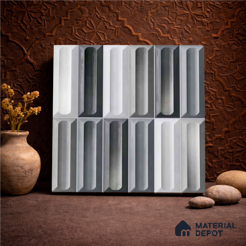 Faux Subway Wall Tile TL 11296 Graphite Capsule 1 ft x 1 ft Ceramic Glossy Finish Tile - 10 mm | Suitable For Bathroom, Balcony & Kitchen Backsplash