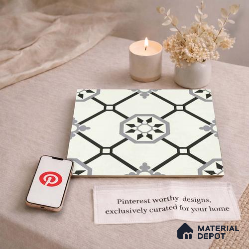 Moroccan Wall & Floor Tile TL 11120 Octave Lattice 1 ft x 1 ft Ceramic Matte Finish Tile - 10 mm | Suitable For Bathroom, Balcony & Kitchen Backsplash