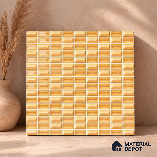 Faux Subway Wall Tile TL 11324 Honey Brick 1 ft x 1 ft Ceramic Glossy Finish Tile - 10 mm | Suitable For Bathroom, Balcony & Kitchen Backsplash