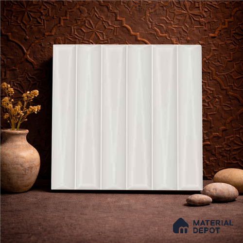 Faux Subway Wall Tile TL 11339 Prism Ivory 1 ft x 1 ft Ceramic Glossy Finish Tile - 10 mm | Suitable For Bathroom, Balcony & Kitchen Backsplash