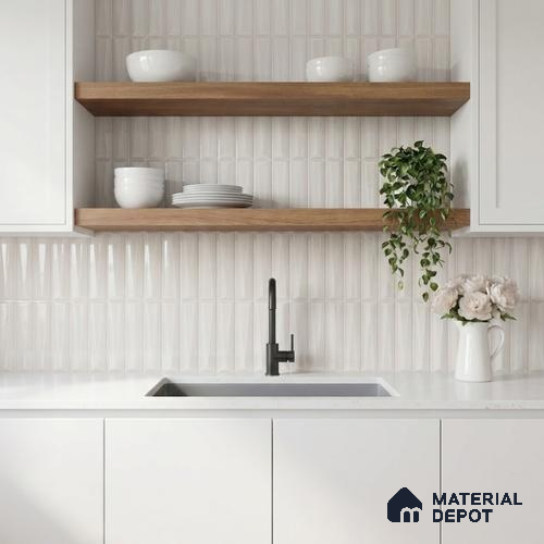 Faux Subway Wall Tile TL 11339 Prism Ivory 1 ft x 1 ft Ceramic Glossy Finish Tile - 10 mm | Suitable For Bathroom, Balcony & Kitchen Backsplash