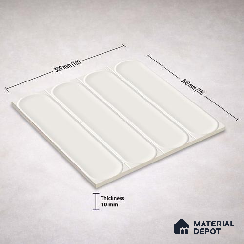 Faux Subway Wall Tile TL 11329 Arctic Pillar 1 ft x 1 ft Ceramic Glossy Finish Tile - 10 mm | Suitable For Bathroom, Balcony & Kitchen Backsplash