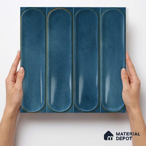 Faux Subway Wall Tile TL 11328 Midnight Archway 1 ft x 1 ft Ceramic Glossy Finish Tile - 10 mm | Suitable For Bathroom, Balcony & Kitchen Backsplash
